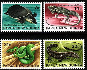 Папуа Новая Гвинея, 1972, Рептилии, 4 марки